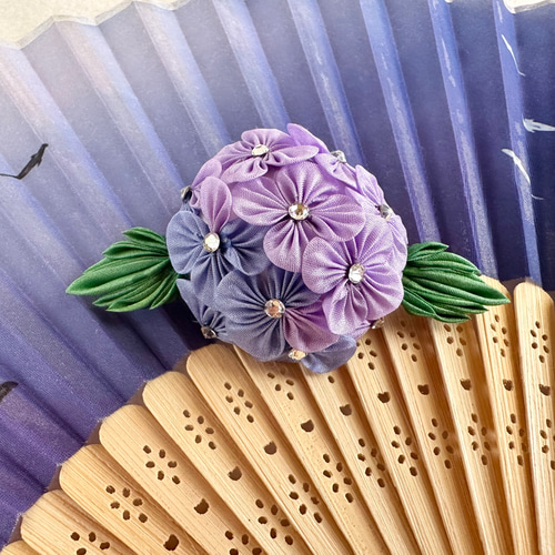 名花(紫陽花) つまみ細工帯留め コサージュ ことゆり 通販