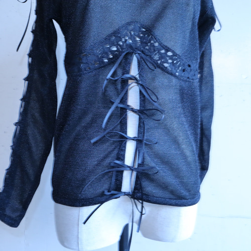 グリターンデザイントップス長袖1012 meikeiin ハンドメイド ブラウス 