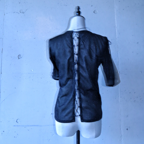 グリターンデザイントップス半袖1013BK meikeiin ハンドメイド