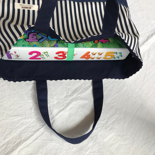 オーダーメイド】入園入学グッズ紺無地×白紺ストライプ