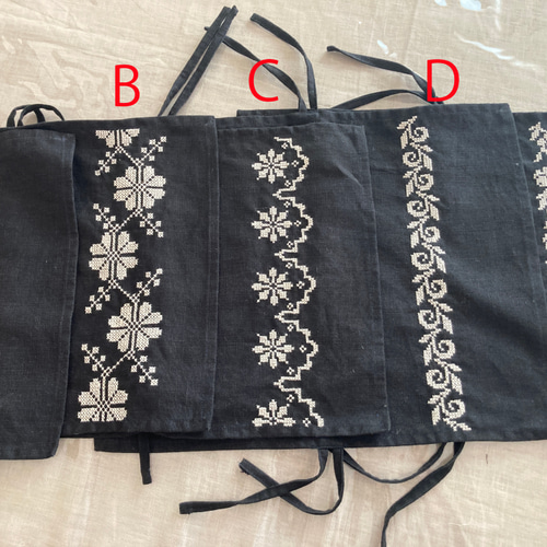 poritorie マーガレット刺繍 リネンカバー かご バスケット リネンかごカバー 北欧風手刺繍バスケットカバーB かごバッグ Ha
