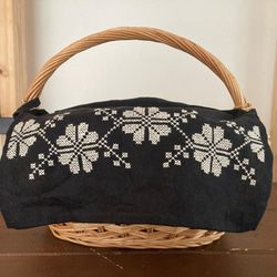 poritorie マーガレット刺繍 リネンカバー かご バスケット c2d783082cd45ccd02ff66aa6761a6