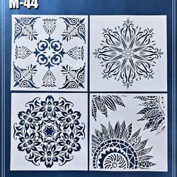 【M-44】 ステンシルシート 4枚 セット 曼陀羅 幾何学 壁紙 大判 1枚目の画像