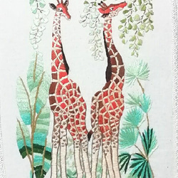 キリンの刺繍のクッションカバー 3枚目の画像