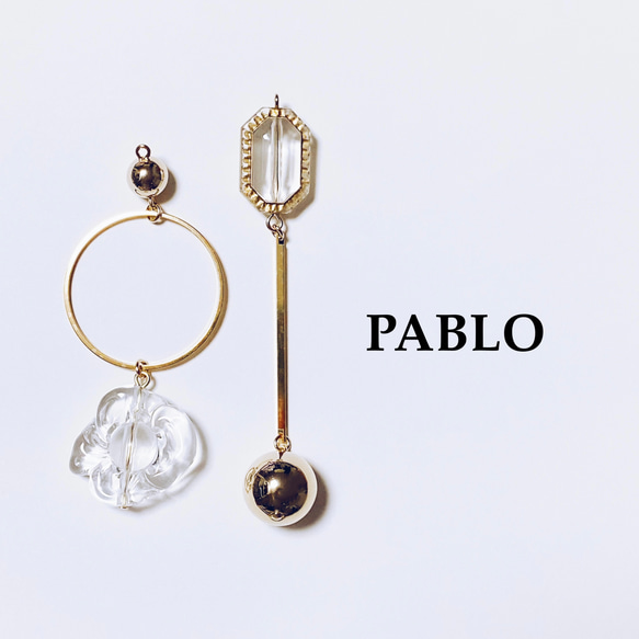 PABLO個性的✩︎アンティーク風アシンメトリー大ぶりピアス/イヤリング 