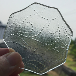 昭和ガラス・マルチトレイ　ヴィンテージガラスの小皿　SDGs 　スイートピー 1枚目の画像