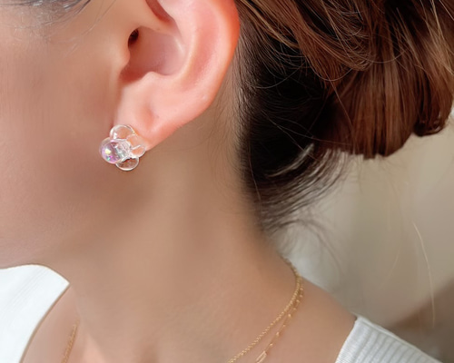 coco vanilla* しゃぼん玉miniスタッドピアス(イヤリング)クリア  