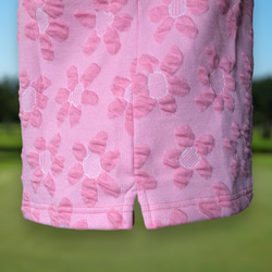 お花模様の尾州ジャカード レディースゴルフシャツ ハイネック モックネック ゴルフウェア 8枚目の画像