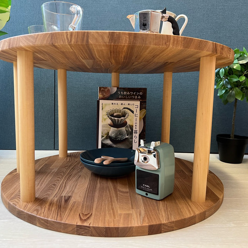 送料無料】 ローテーブル 柱形ドラムテーブル 60cm 35cm タモ 小物置き