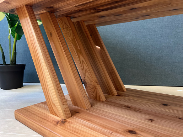 【送料無料】 ローテーブル 長方形 格子脚 90cm 60cm 45cm 収納付き 杉 