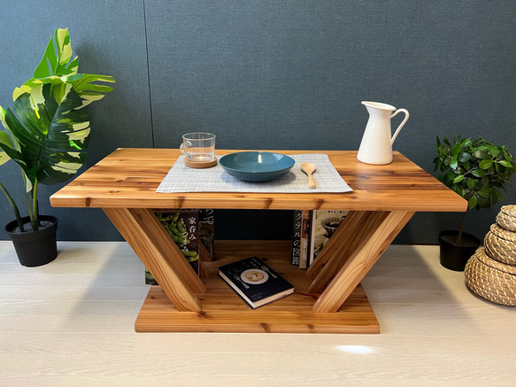 【送料無料】 ローテーブル 長方形 格子脚 90cm 60cm 45cm 収納付き 杉 