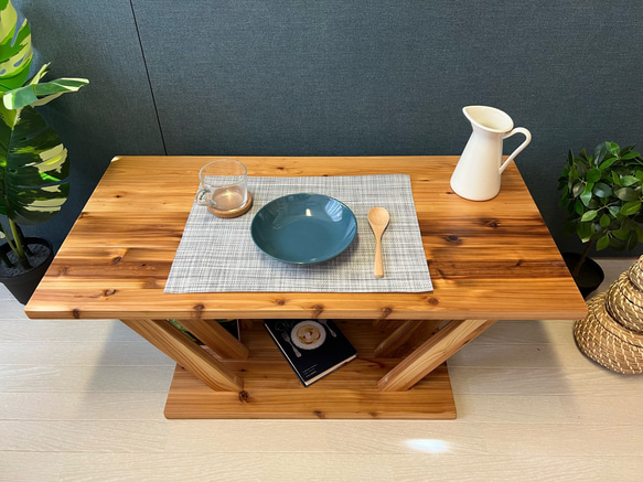 【送料無料】 ローテーブル 長方形 格子脚 90cm 60cm 45cm 収納付き 杉 