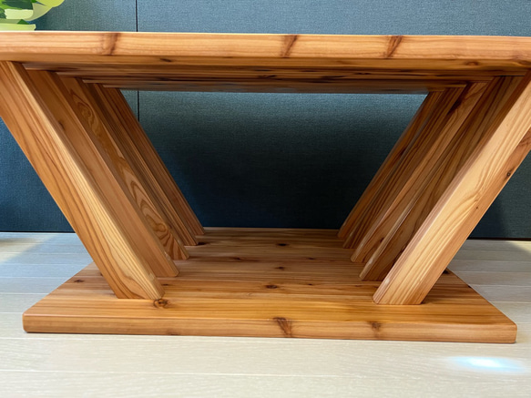 【送料無料】 ローテーブル 長方形 格子脚 90cm 60cm 45cm 収納付き 杉 