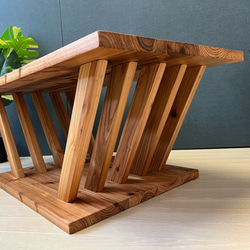 モザイクタイルローテーブル ナチュラルウッド ウォルナット塗装 ロー