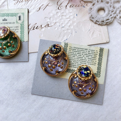 いとうゆ　アンティークボタン　チェコガラス　サージカルステンレスピアス いとうゆ様専用 アンティークボタン チェコガラス サージカル