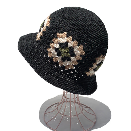 YARN バケットハット 黒 クロスモチーフ　帽子　Y.A.R.N. YARN バケットハット 黒 クロスモチーフ 帽子 Y.A.R.N. YARN バケット