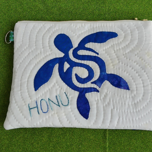 とこ　ハワイアンキルトバッグ　ホヌ ハワイアンキルト バッグ ホヌ×イエロープルメリア柄 ホワイト