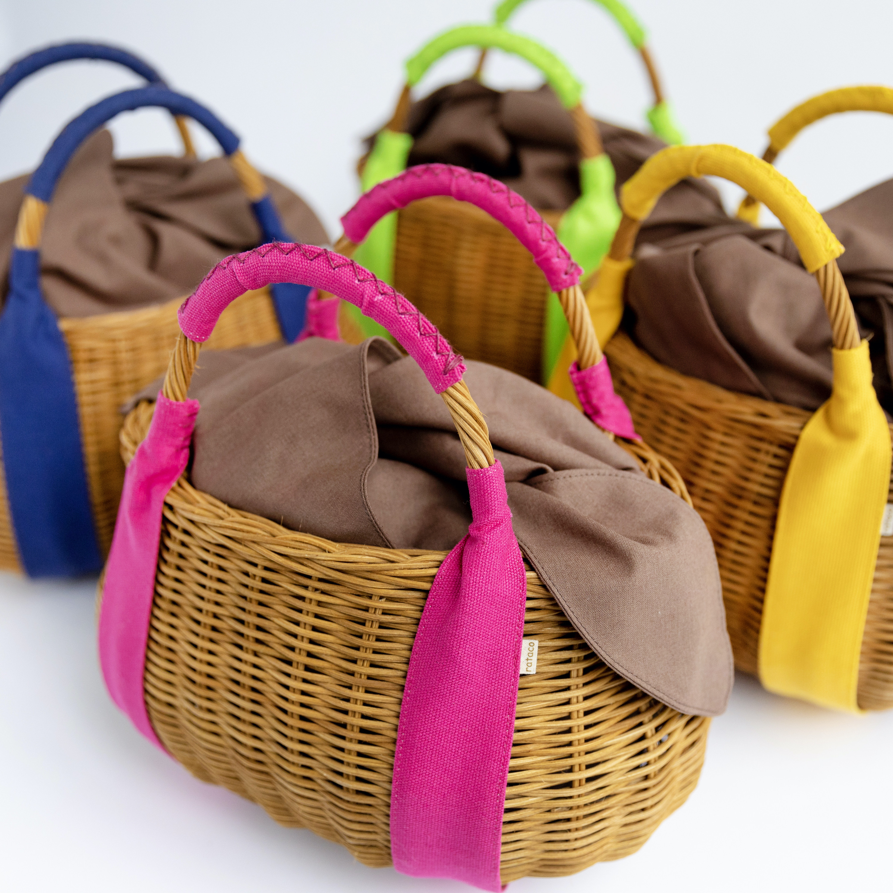 くびれ型かごバック（カラバリ有　Pink・Yellow・Green）