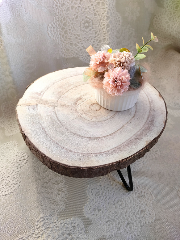 花台・中間サイズ　丸太桐材　インテリア雑貨　観葉植物　テーブル　小物置き　机　 1枚目の画像