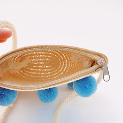 かごバッグ ショルダー 手作りハンドバッグ 玉玉ビーチバッグ サマー かわいい ホリデー旅行 編みバッグ 5枚目の画像