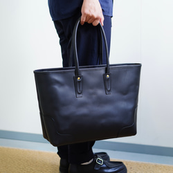 ビジネスバッグ A4 ブラック トートバッグ 革鞄 レザーバッグ メンズ レディース 1枚目の画像