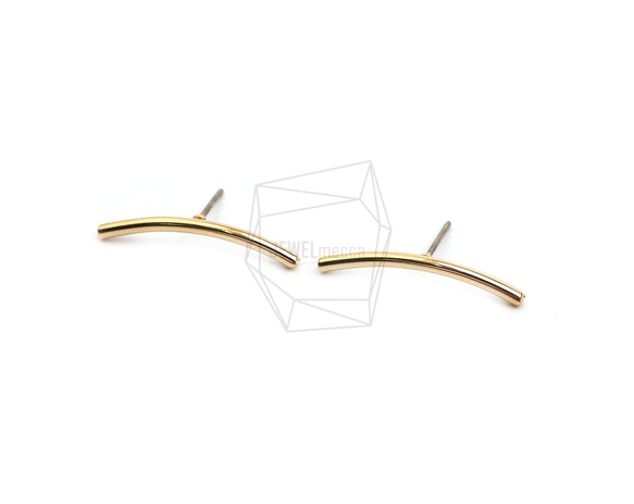 ERG-2444-G【2個入り】カーブバー ピアス/Curve bar Post Earring/1.8mmX25mm 2枚目の画像