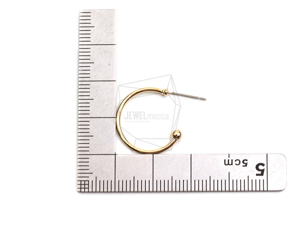 ERG-2446-G【2件】圓形耳環，圓形耳柱/18mm x 18mm 第5張的照片