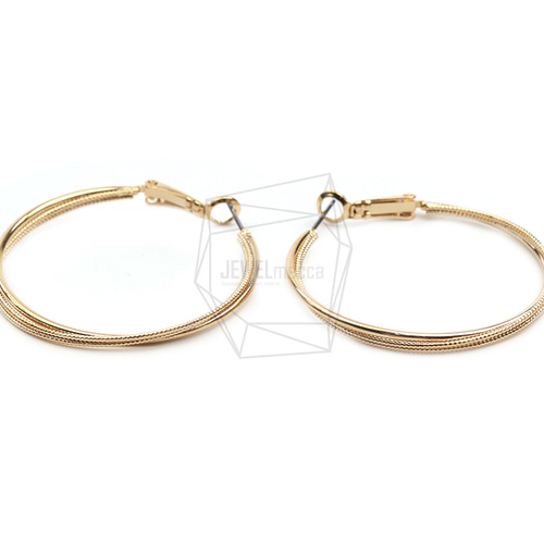 耳環　金環　①②まとめて ERG-2447-G【2件】圓形耳環，圓形耳柱/40mm x 43mm 五金・鍊子