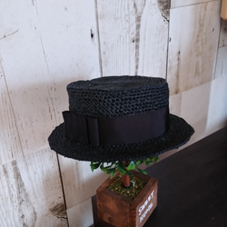 ぽんちょ様専用　頭囲34.5cm&36cmドール用　リボン無しカンカン帽子　2点セット 4枚目の画像