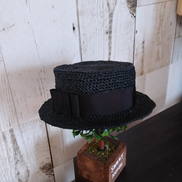 ぽんちょ様専用　頭囲34.5cm&36cmドール用　リボン無しカンカン帽子　2点セット 4枚目の画像