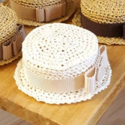 ぽんちょ様専用　頭囲34.5cm&36cmドール用　リボン無しカンカン帽子　2点セット 9枚目の画像