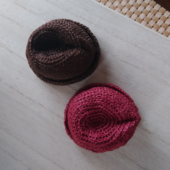 ぽんちょ様専用　頭囲34.5cm&36cmドール用　リボン無しカンカン帽子　2点セット 6枚目の画像