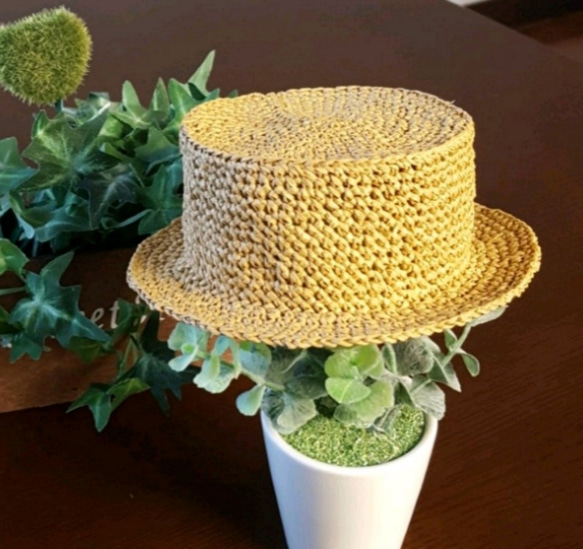 ぽんちょ様専用　頭囲34.5cm&36cmドール用　リボン無しカンカン帽子　2点セット 2枚目の画像