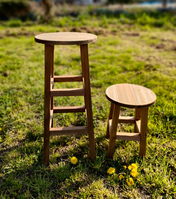 ウッドスツール2点セット　インテリア雑貨　観葉植物　椅子雑貨　小物置き　お洒落ガーデニング　 3枚目の画像
