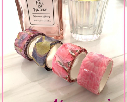 海外マスキングテープ 4＋1つセット 花 1枚ずつ剥がせる 2cm幅 200枚