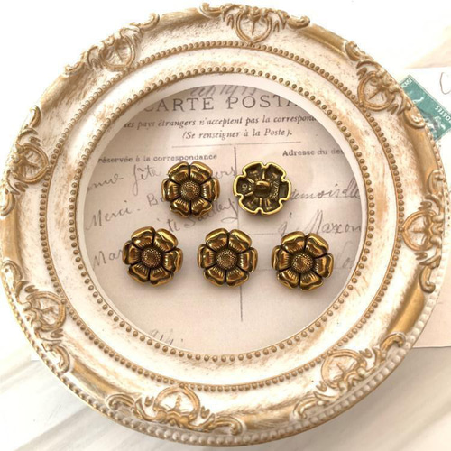 フラワーメタルボタン 金属 レトロ アンティーク 花 フラワー 金