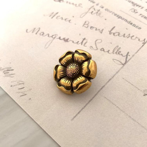 フラワーメタルボタン 金属 レトロ アンティーク 花 フラワー 金