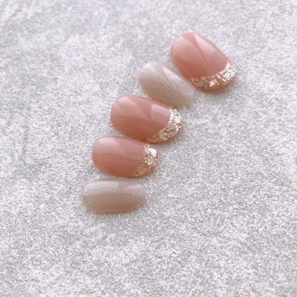 華やかシェルフレンチ♡ ネイル 上品 夏ネイル ブライダル シンプル