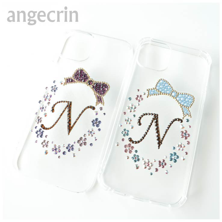 キラキラ スマホケース　【フラワーブーケ・ブルー】iPhone・android