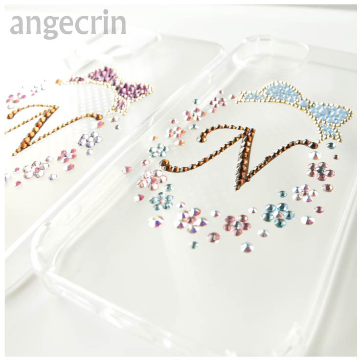 キラキラ スマホケース　【フラワーブーケ・ブルー】iPhone・android