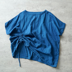 2wayシャーリングTシャツ/ブルー/知多木綿 ダブルガーゼ 9枚目の画像
