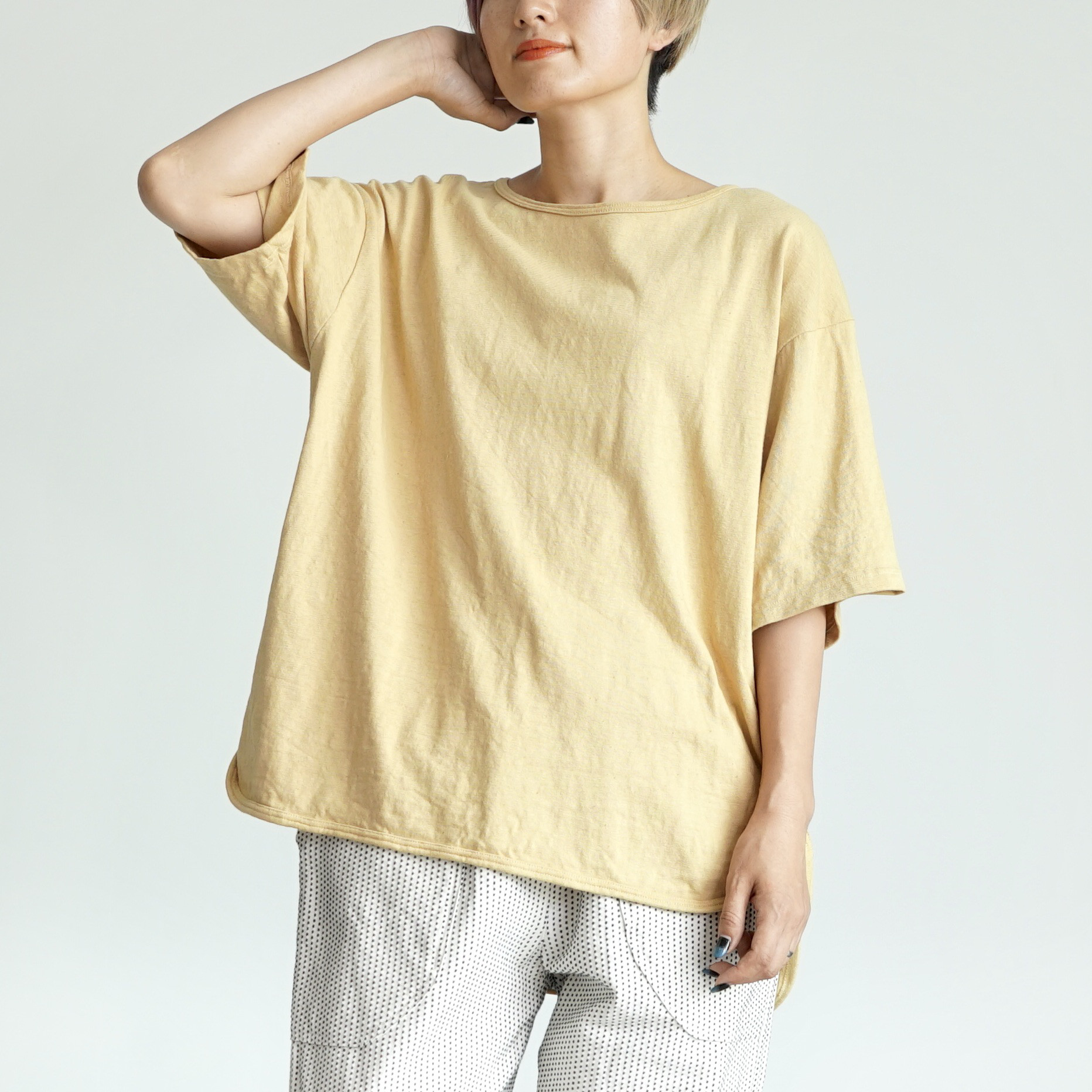 ビッグシルエットTシャツ/ライトオレンジ/愛知県産スラブニット