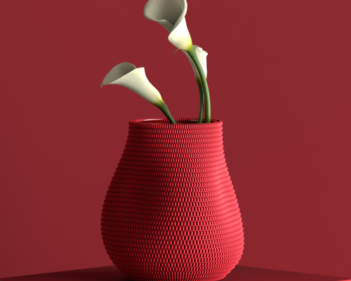 創作花瓶　精巧な彫り物 Weave Vase 05 / 3dプリント製フラワーベース、全2サイズ、10色展開