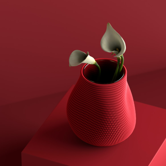 モダンデザインのアート花瓶 / 3dプリント製フラワーベース / オリジナルギフト / Weave Vase 01 2枚目の画像