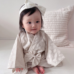 ハンドメイド ベビー袴(麻の葉ホワイト×グレージュ) ハンドメイド ベビー袴(麻の葉ホワイト×グレージュ)