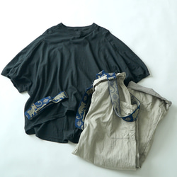 【福袋】蝙蝠袖T卹/黑色+2way寬幅工裝褲/卡其色 第4張的照片