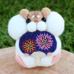 お花畑のかめさん(フレッシュグリーン)羊毛カメのオブジェ・ピン