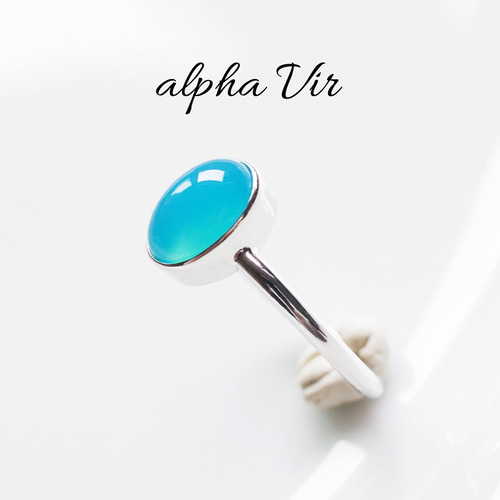 シーブルーカルセドニーのリング 指輪・リング alpha Vir 通販
