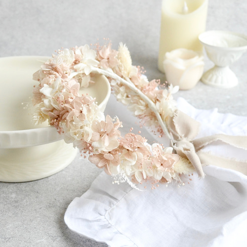 ベビーキッズ花冠＿くすみピンク】花かんむり 髪飾り 子ども