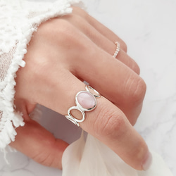 高品質ピンクシェル オーバル　10＊８mm　シルバーリングH-182S 5枚目の画像